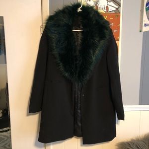 *TRADE* Jacket with Green Faux Fur Collar